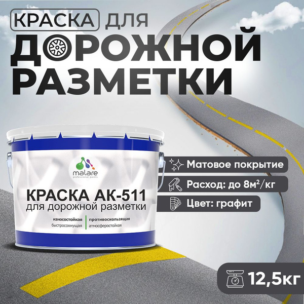 Характеристики Дорожная краска АК-511 Malare для дорожной разметки ...