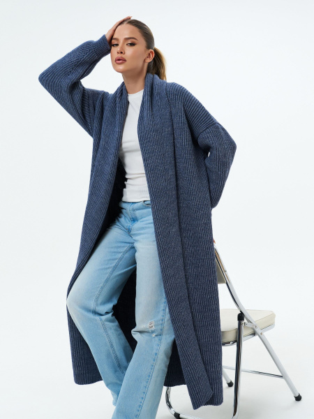 Кардиган Женский DAFFY world голубой Акрил, Шерсть, размер ...