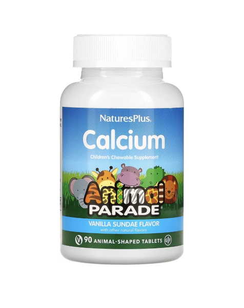 NaturesPlus Animal Parade, кальций для детей, 90 жевательных таблеток в ...