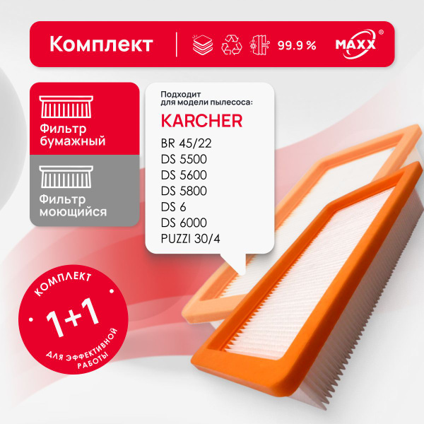 Моющийся и бумажный фильтр MAXX для пылесоса Karcher DS 6 5500 5600 ...