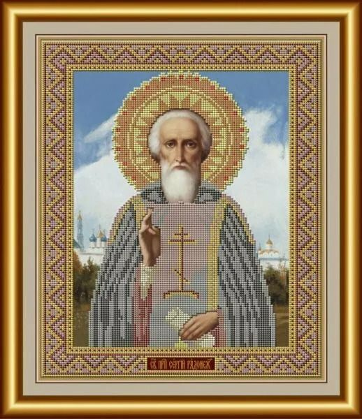 Набор для вышивания бисером Икона "Сергей Радонежский" 27х32 см, GALLA ...