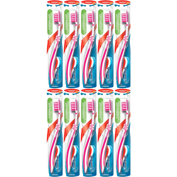 Зубная щетка Aquafresh In-Between Clean средней жесткости, набор: 10 ...