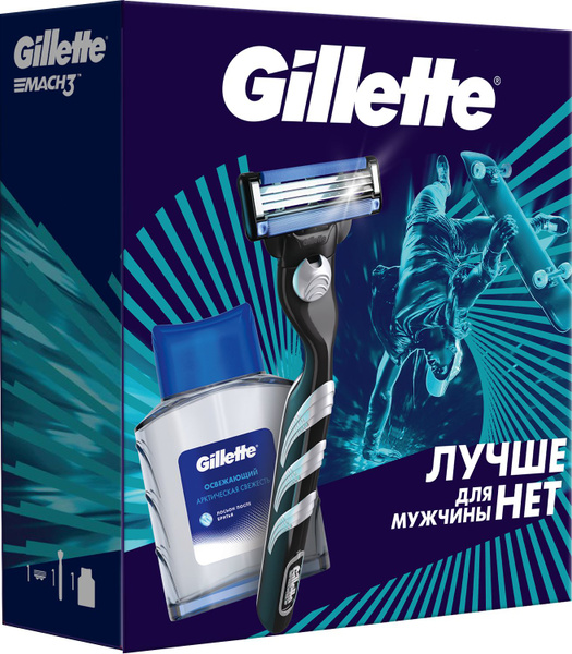 Мужской набор Gillette с бритвой Gillette Mach3 и лосьон после бритья ...