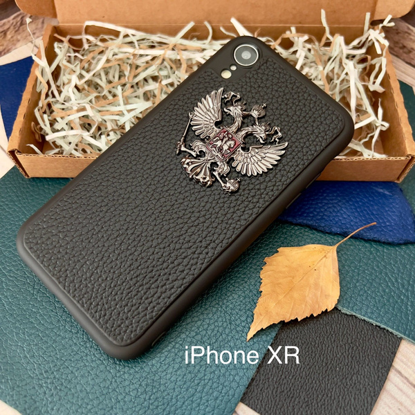 Кожаный чехол на iPhone XR с гербом России купить на OZON по низкой ...
