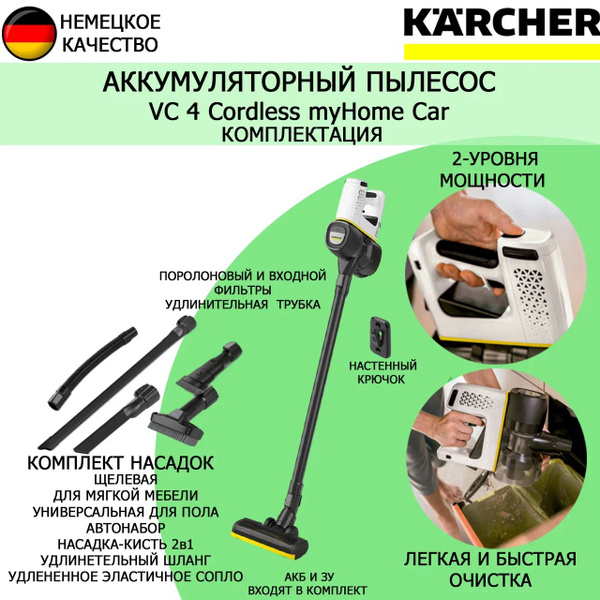 Пылесос Karcher VC 4 Cordless myHome Car 1.198-632.0 - купить с ...
