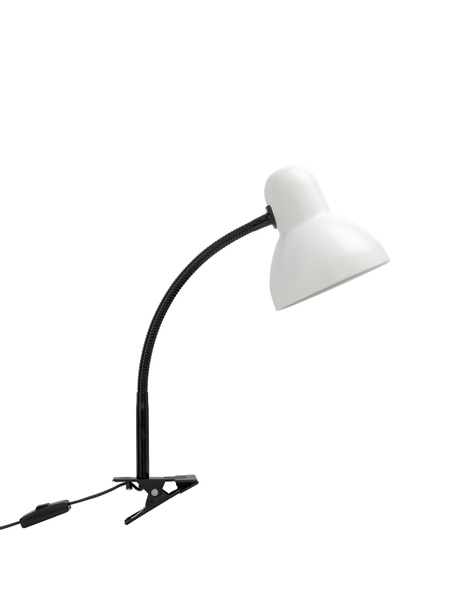 Светильник настольный на прищепке, Е27 керамика, металл, матовый белый ...