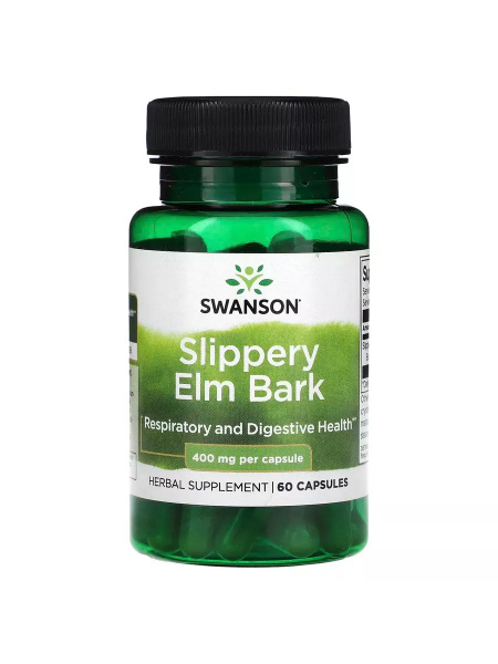 Swanson, Slippery Elm, красный вяз, скользкий вяз, 400 mg, 60 капсул ...