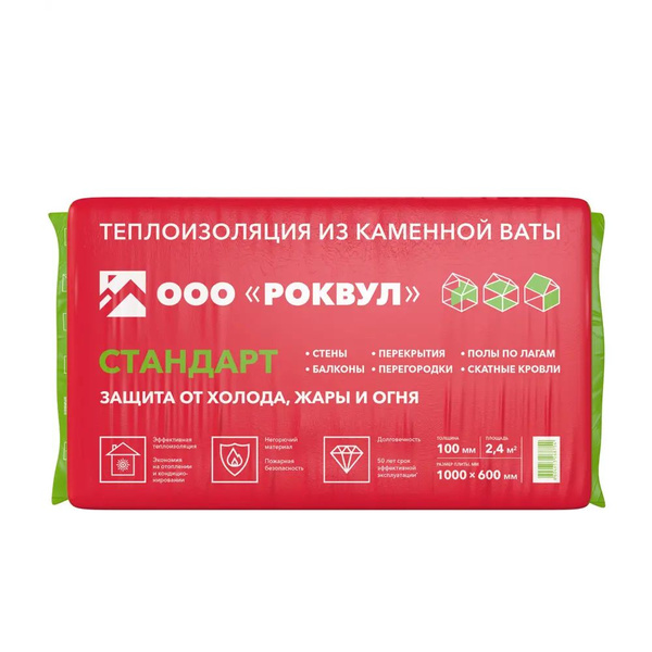 Утеплитель Rockwool Стандарт 100 мм 2.4 м - купить с доставкой по ...