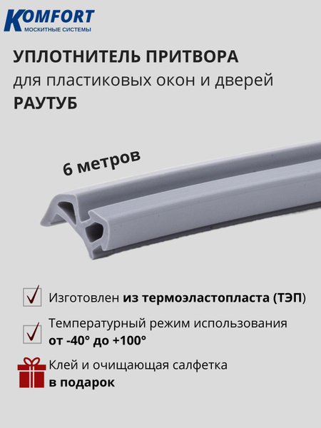 Уплотнитель для окон и дверей ПВХ Рехау Раутьюб серый ТЭП 6 м купить на ...