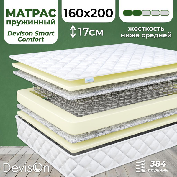 Матрас Devison Smart Comfort, Зависимые пружины, 160 купить c доставкой ...