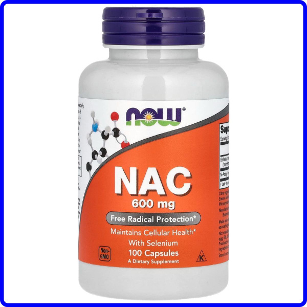 NAC (N-ацетилцистеин), пищевая добавка, NOW Foods, с селеном, 600 мг ...