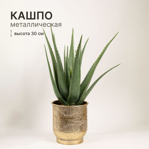 Характеристики Кашпо для цветов металлическое 30 см Хинди золотой ...