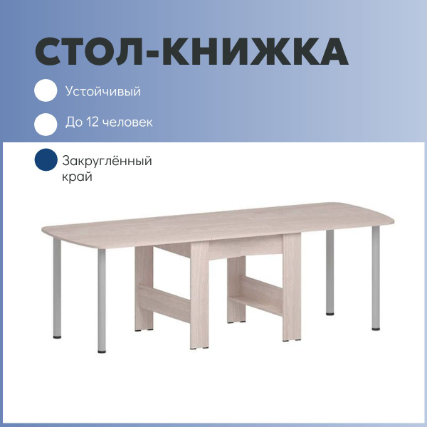 Стол-книжка Гудвик Раскладной Оригами Анкор Светлый, 215х83х74 см ...