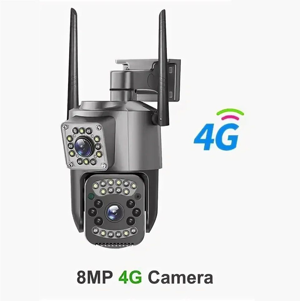 4G камера видеонаблюдения уличная с двумя 2 объективами с сим картой ...