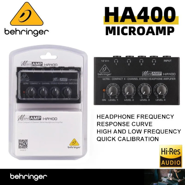 Behringer HA400 MICROAMP компактный 4-канальный усилитель для наушников ...