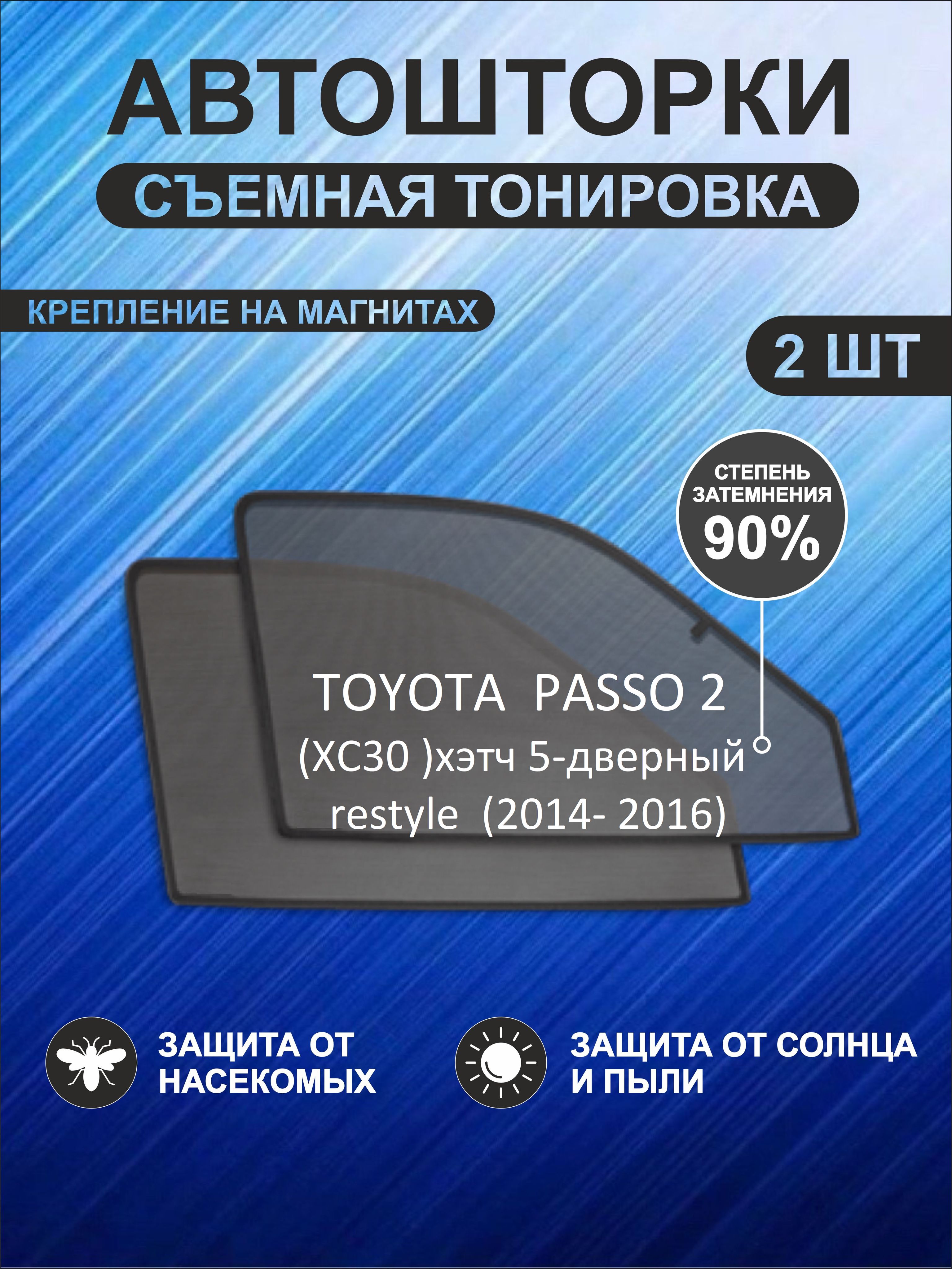 Автошторки на Toyota Passo,2 restyle(XC30)(2014-2016)хэтч 5-дверный