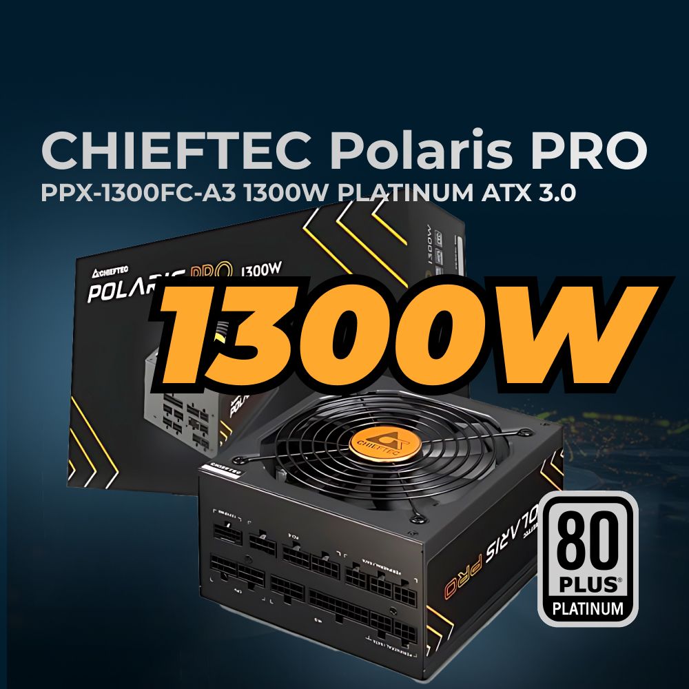 Блок питания для ПК Chieftec Polaris Pro PPX-1300FC-A3 (ATX 3.0, 1300W, 80 PLUS PLATINUM, Active PFC, 135mm fan, Full Cable Management, Gen5 PCIe) Retail