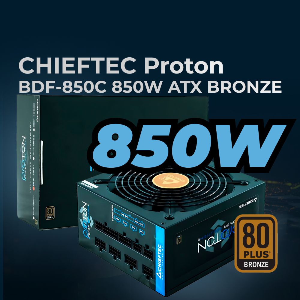 Блок питания для ПК Chieftec Proton BDF-850C (ATX 2.3, 850W, 80 PLUS BRONZE, Active PFC, 140mm fan, Full Cable Management) Retail