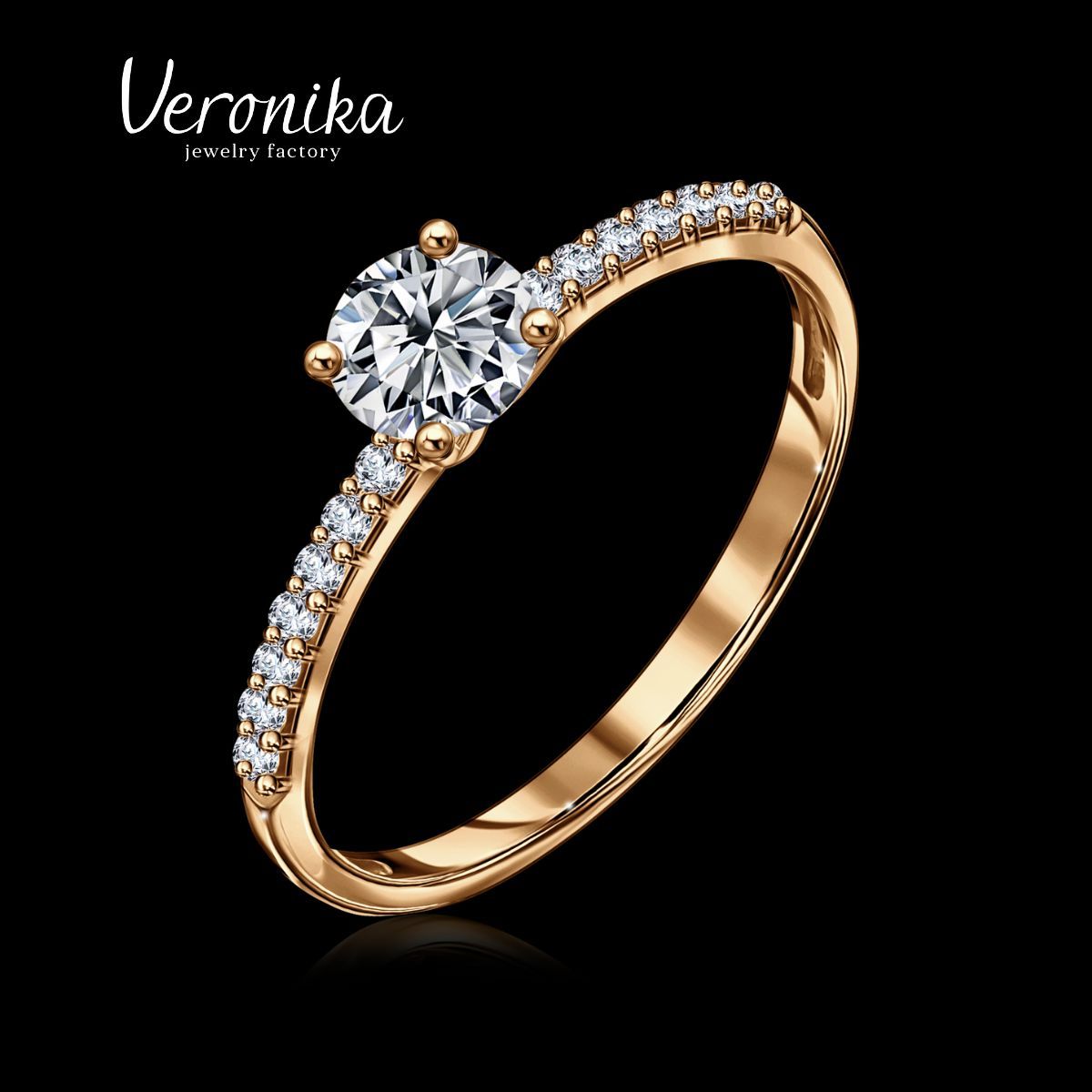 Veronika jewelry factory Кольцо женское серебро 925 пробы позолоченное помолвочное