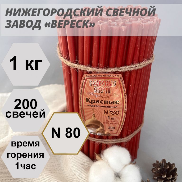 НижегородскиесвечиКрасные-заводВереск№80,1кг.Свечивосковые,церковные,длядомашнеймолитвы,освященные