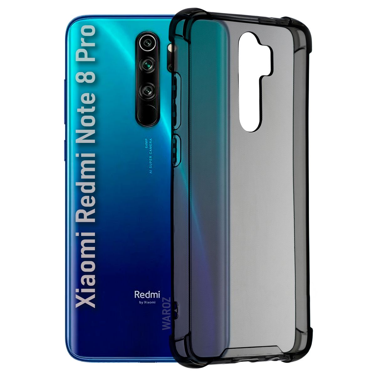 Чехол для смартфона XIAOMI Redmi Note 8 Pro силиконовый противоударный с  защитой камеры, бампер с усиленными углами для телефона Ксяоми Редми Нот 8  ПРО прозрачный серый - купить с доставкой по выгодным