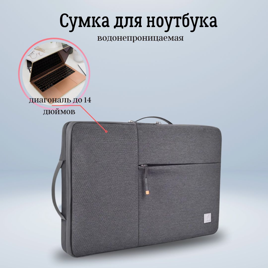 СумкадляноутбукамакбукWiWUAlphaDoubleLayerSleeveдляAppleMacBook14дюймов-Серый