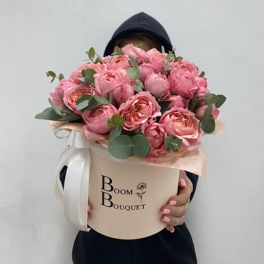 Boom Bouquet Кустовая роза, Эвкалипт, цвет розовый,  7 шт