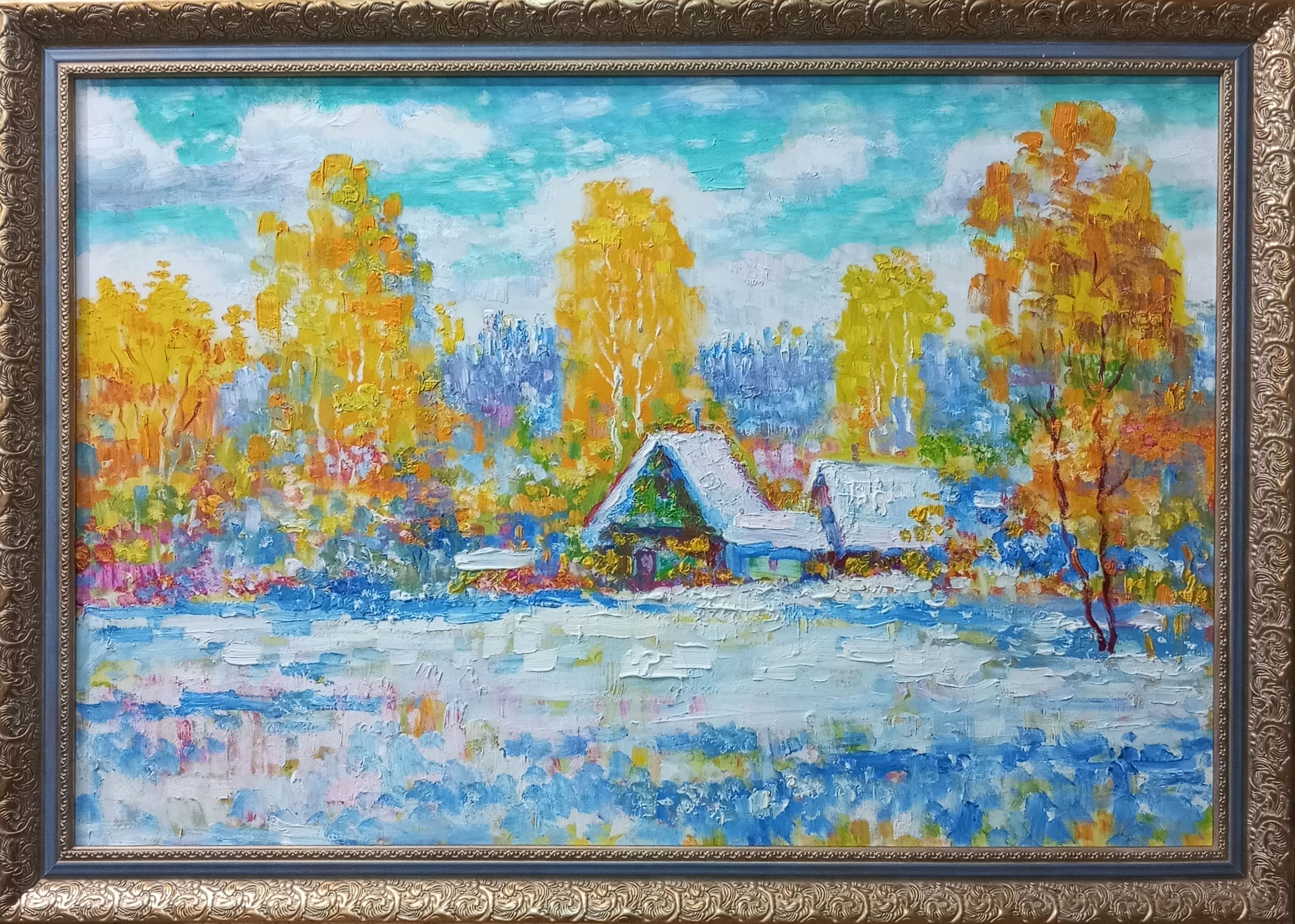 Картина. Сулеков Юрий Первый снег, оргалит, масло, 40х60см. Авторская  живопись. - купить по низкой цене в интернет-магазине OZON (1440832730)