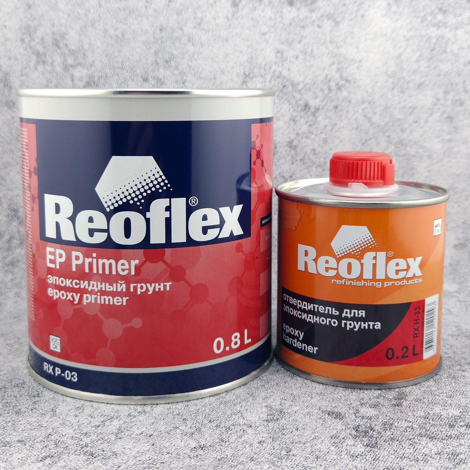 Грунт REOFLEX EP Primer 2K 4+1 эпоксидный серый, банка 800 мл. +  отвердитель 200 мл., RX P-03