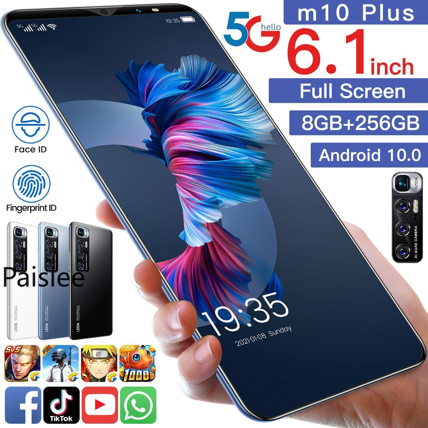 Смартфон Paislee Глобальная версия смартфона M10 Plus 6,1-дюймовый HD-экран  Android 5G Mobile Phone - купить по выгодной цене в интернет-магазине OZON  (1502027674)