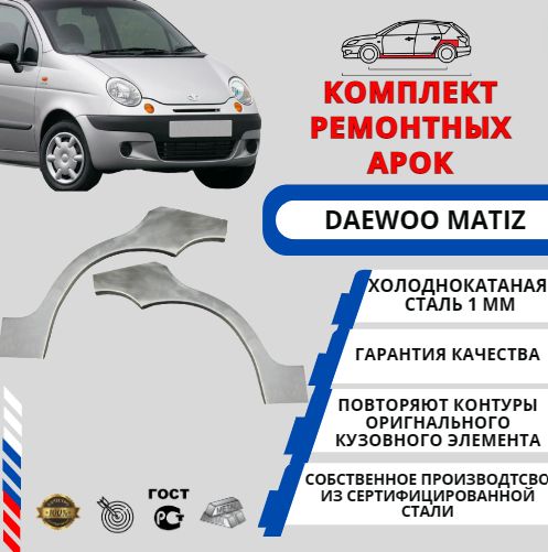 Комплект арок для автомобиля Daewoo Matiz (Дэу Матиз) Холоднокатаная сталь 1 мм