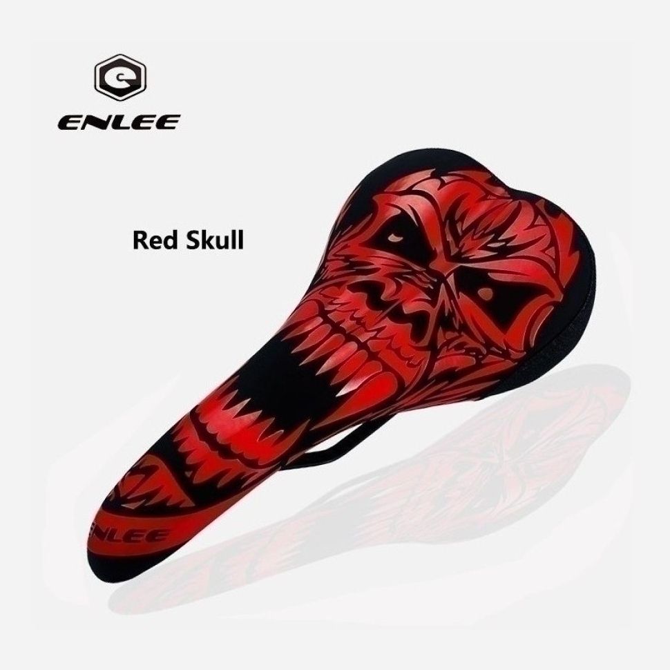 Седло велосипедное Enlee DS-20 Skull фитнесс/спорт, MTB, с принтом "череп", унисекс.