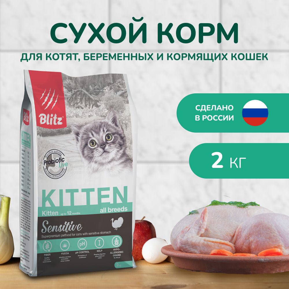 Сухой корм BLITZ KITTEN для котят с Индейкой 2 кг