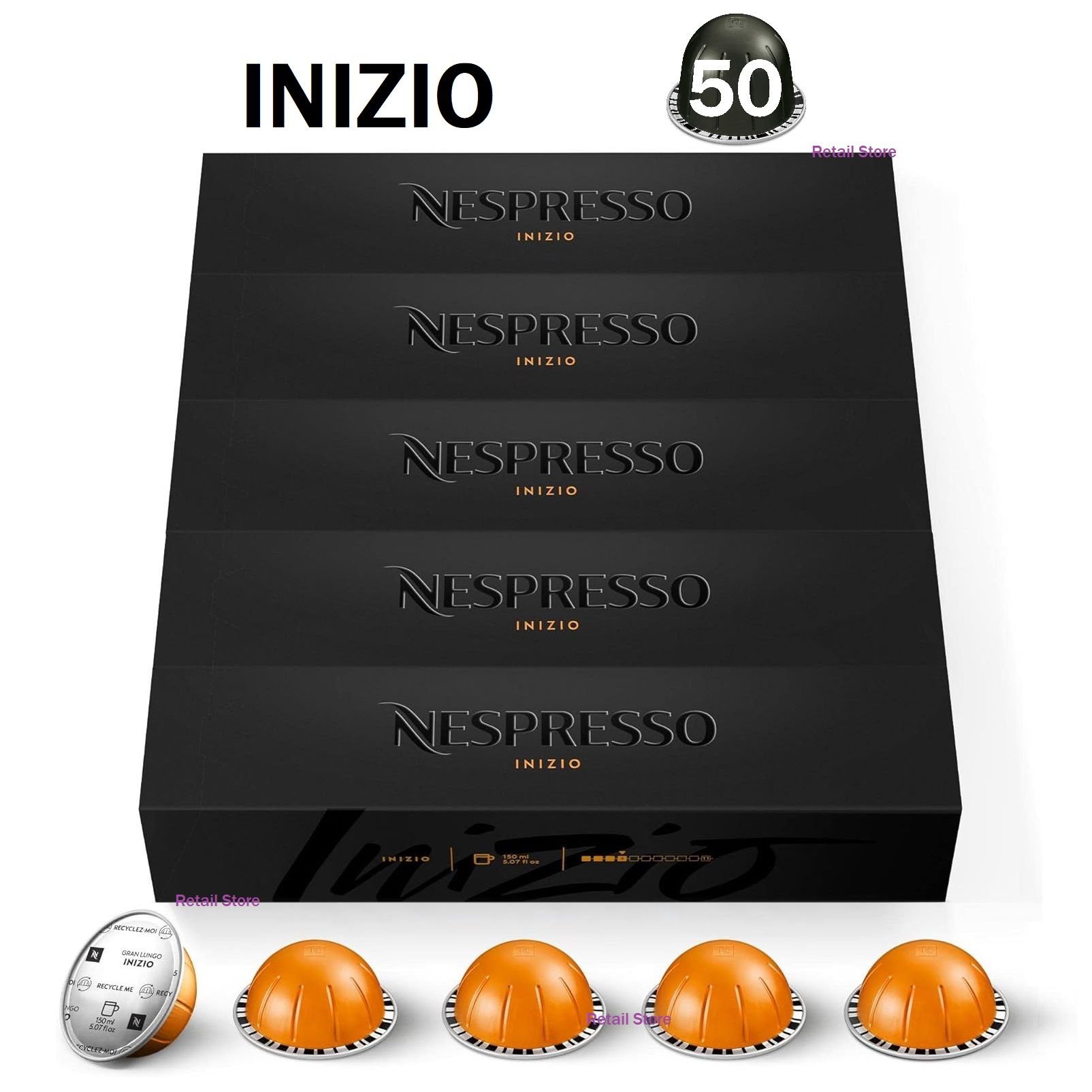 Набор кофе Nespresso Vertuo INIZIO, 5 упаковок (50 капсул)