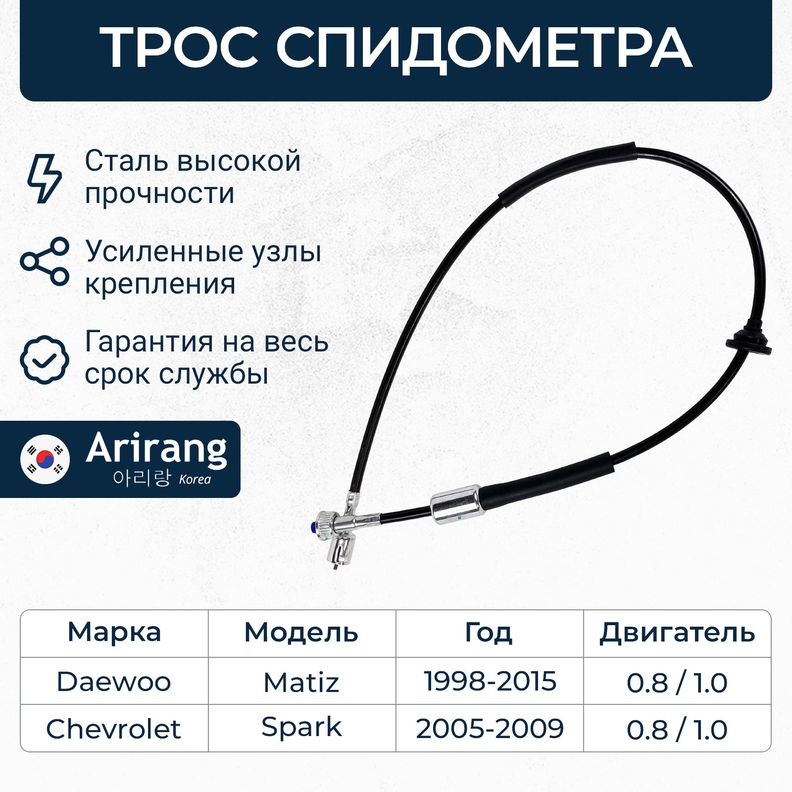 Трос спидометра для Daewoo Matiz, Chevrolet Spark (Дэу Матиз, Шевроле  Спарк) / OEM 96347901 - Arirang арт. ARG134025 - купить по выгодной цене в  интернет-магазине OZON (1038456948)