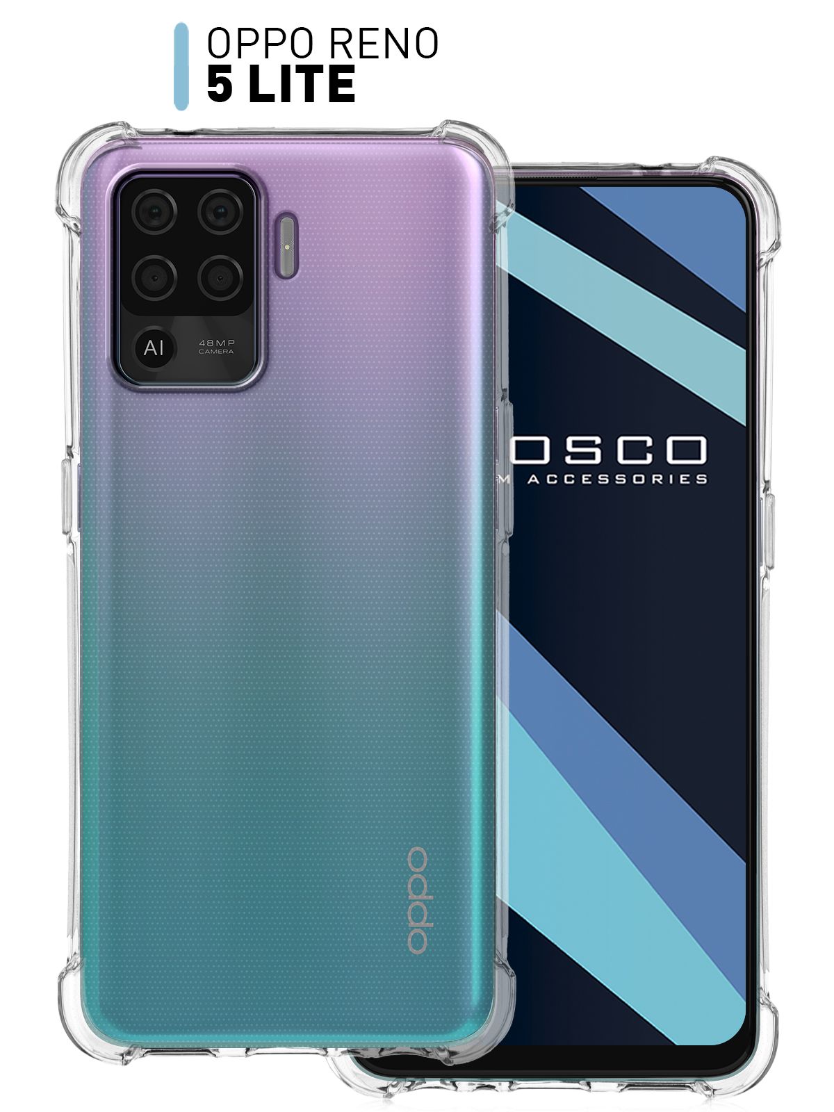 Противоударный силиконовый чехол ROSCO для Oppo Reno 5 Lite (Оппо Рено 5  Лайт) с усиленными углами и бортиком (защитой) вокруг модуля камер,  прозрачный - купить с доставкой по выгодным ценам в интернет-магазине OZON  (261423263)