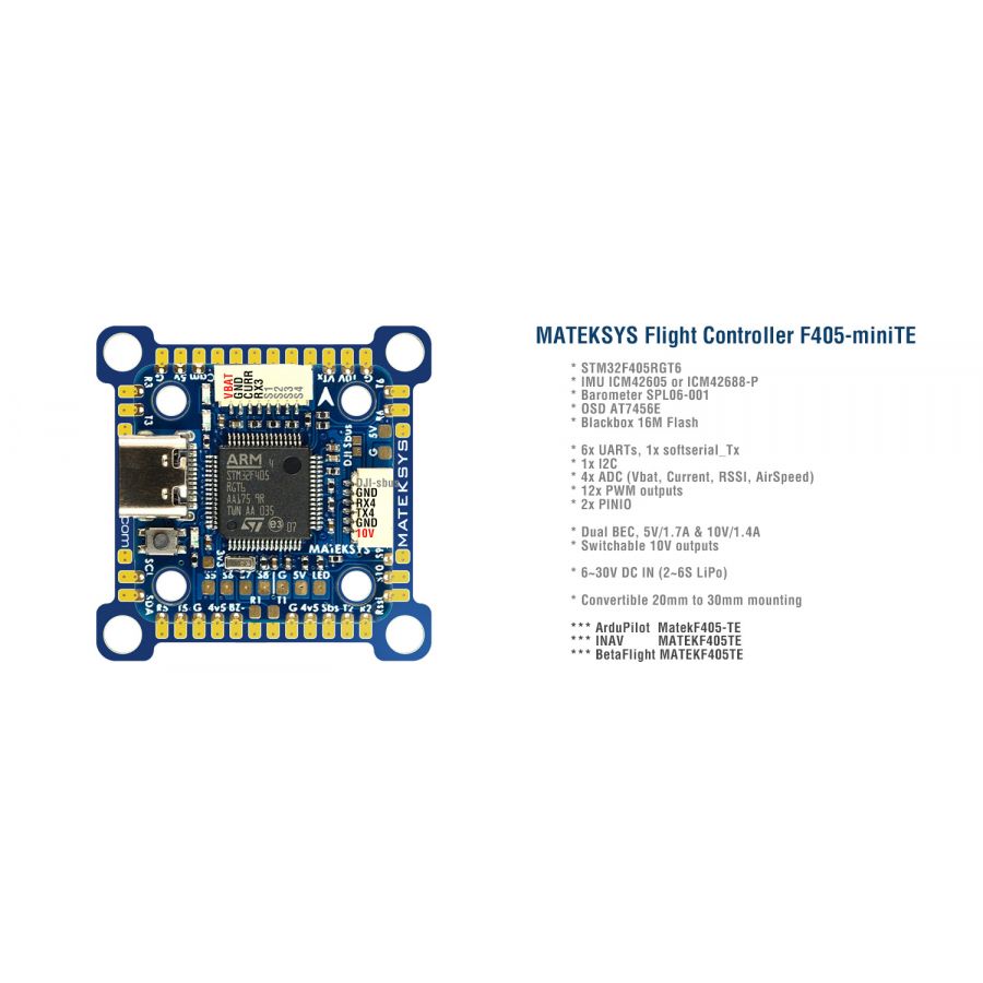 Stm32f405 полетный контроллер схема Полетный контроллер Matek F405-miniTE - купить с доставкой по выгодным ценам в и