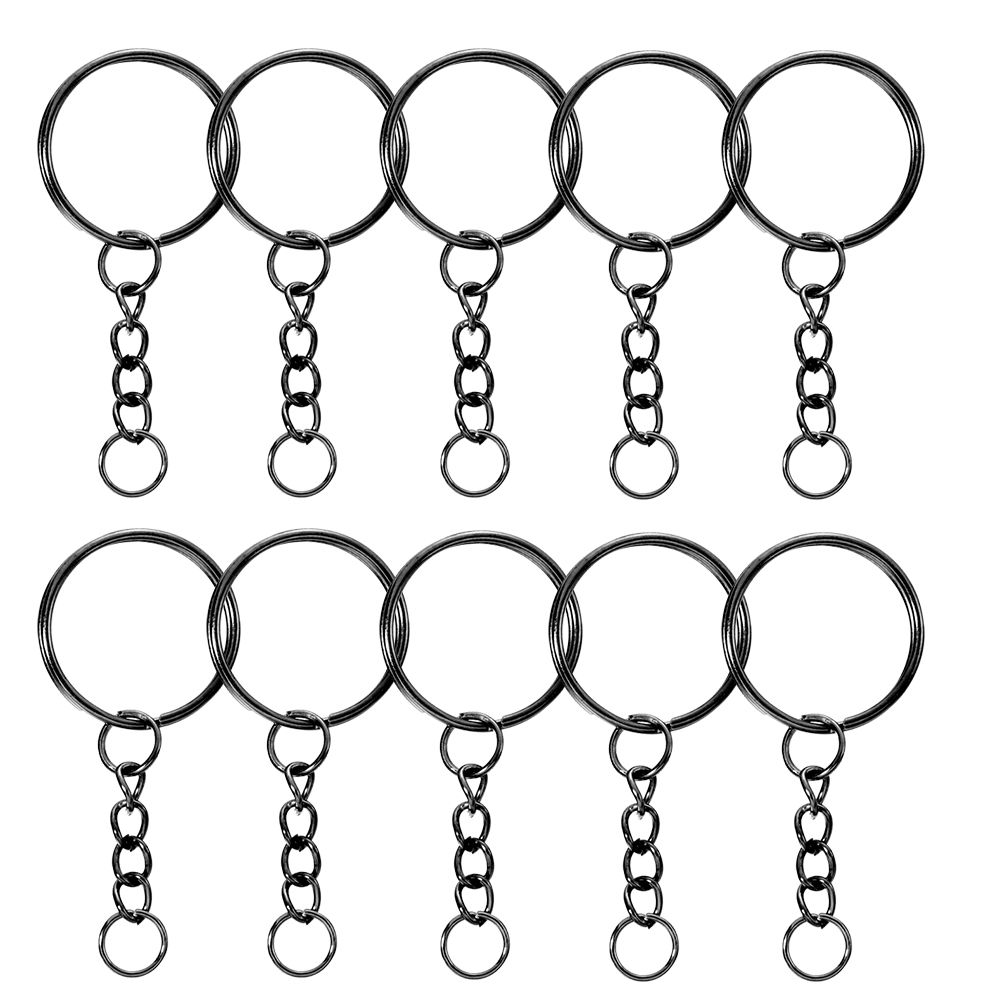 Фурнитурадлябрелков,основадлябрелока-кольцосцепочкой,диаметр25мм,длинацепочки20мм,набор10штук,Оружиечерногоцвета