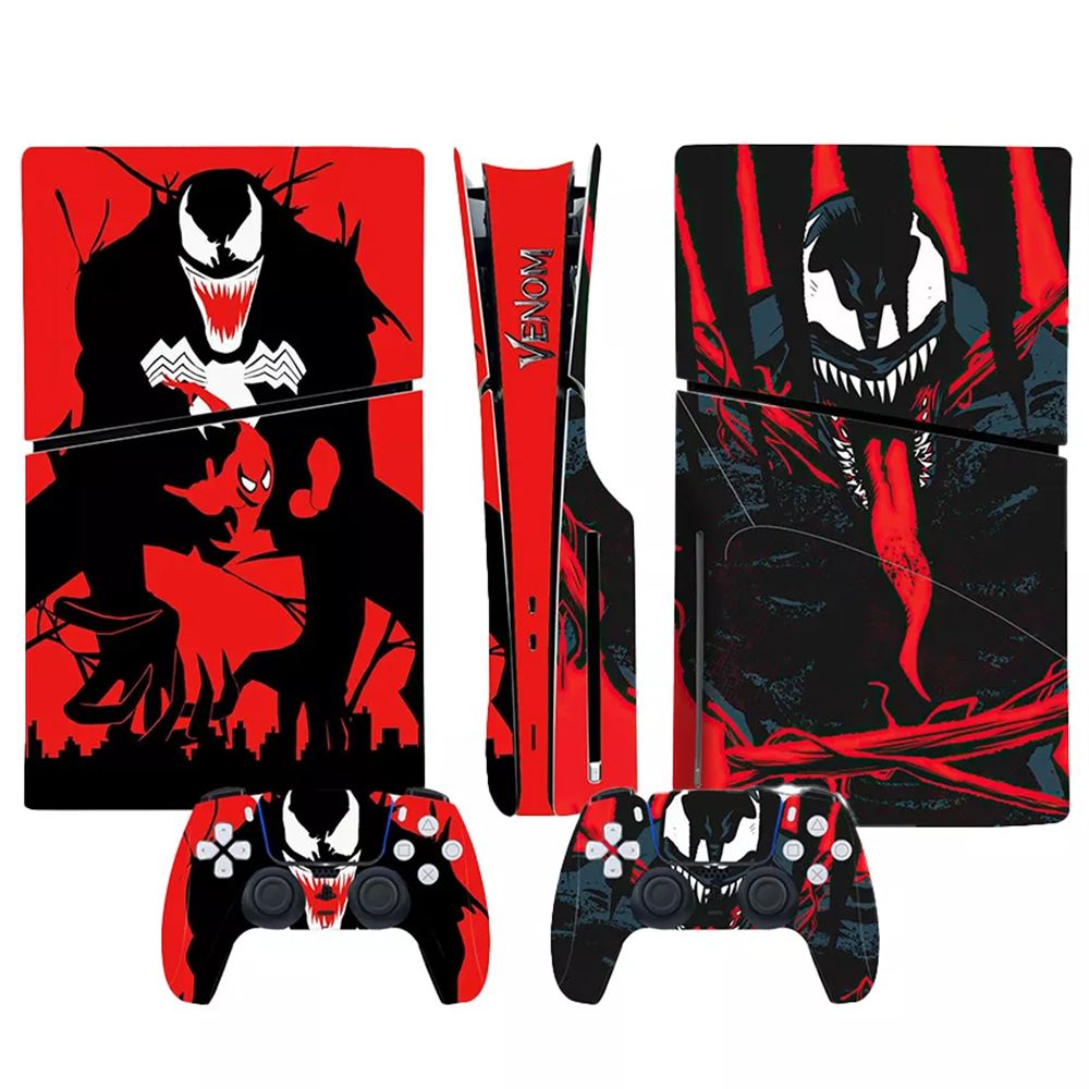 Наклейка виниловая защитная на игровую консоль Sony PlayStation 5 Slim Venom полный комплект геймпады