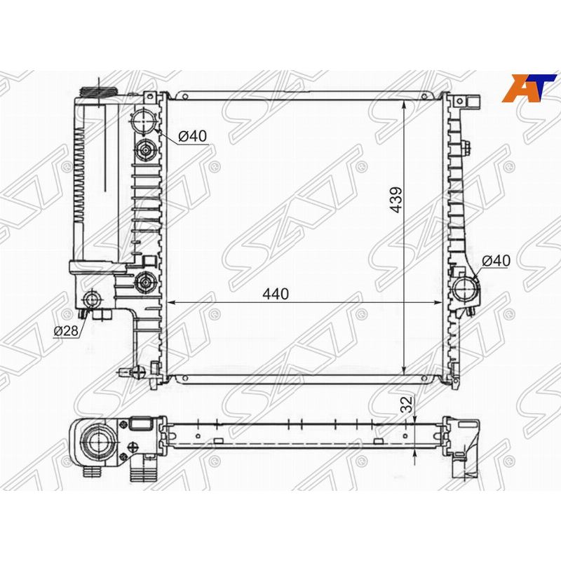 РадиаторохлаждениядляБМВЕ361990-1996,BMWE36радиаторохлажденияSATSG-BW0001,oem17111247145
