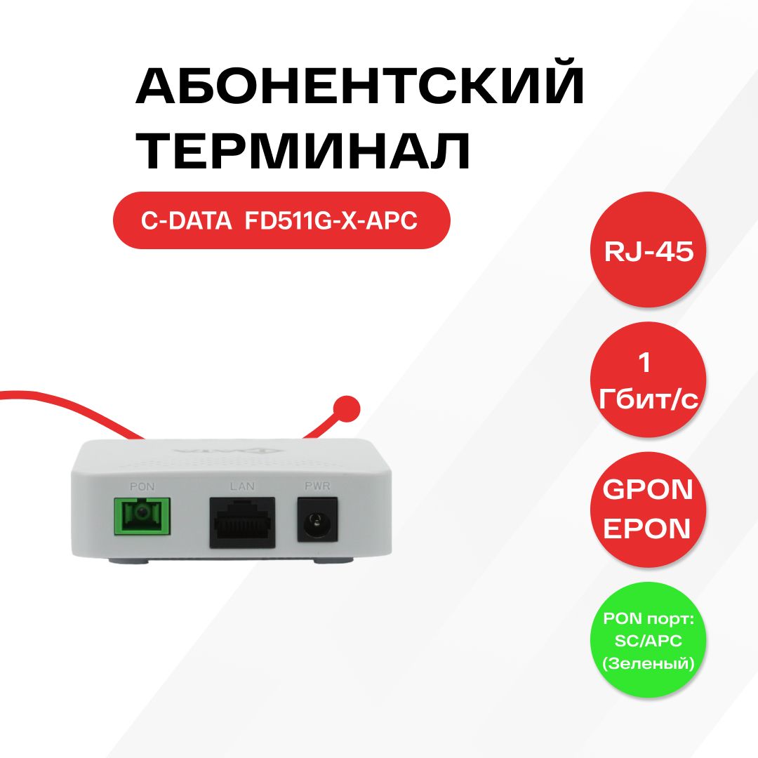 Оптический абонентский терминал C-DATA xPON ONT FD511G-X-APC (Порт: SC/APC  (зеленый))