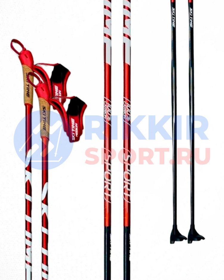 Лыжные палки SKI TIME SPORT 100% Carbon Red/Black, 160