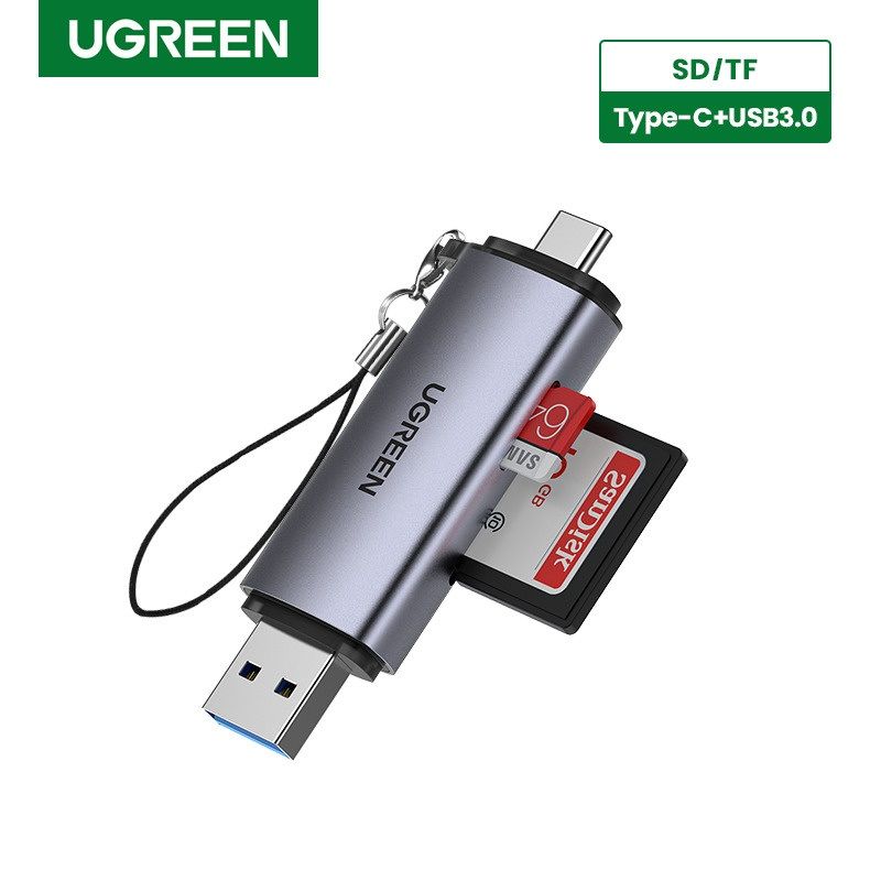 Кардридер Ugreen USB-C + USB-A 3.0 для карт памяти TF/SD (50706)