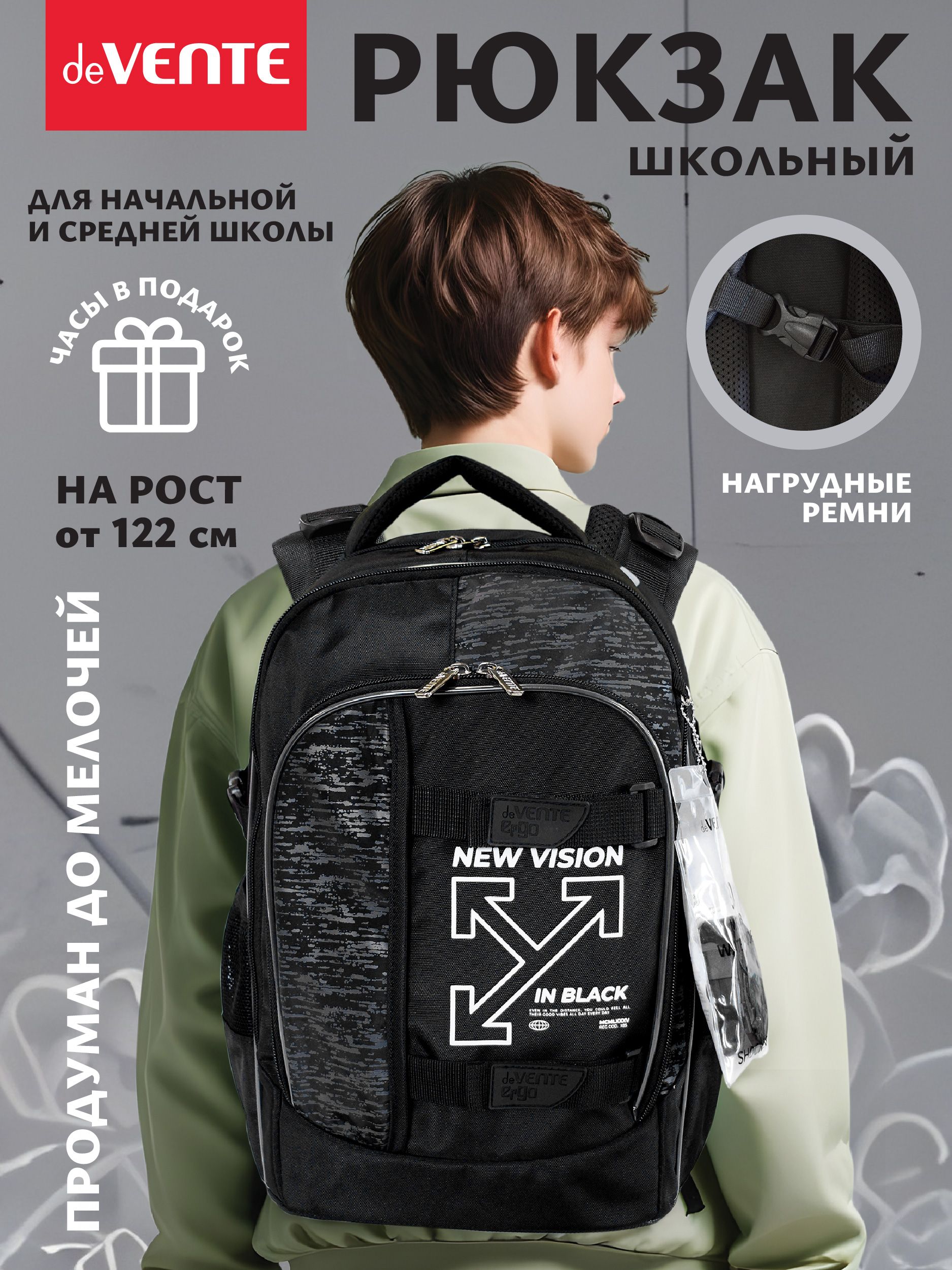 Рюкзак школьный подростковый для мальчика Ergo New Vision 39x28x20 см (18 л) 850 г купить на OZON по низкой цене (1579989131)