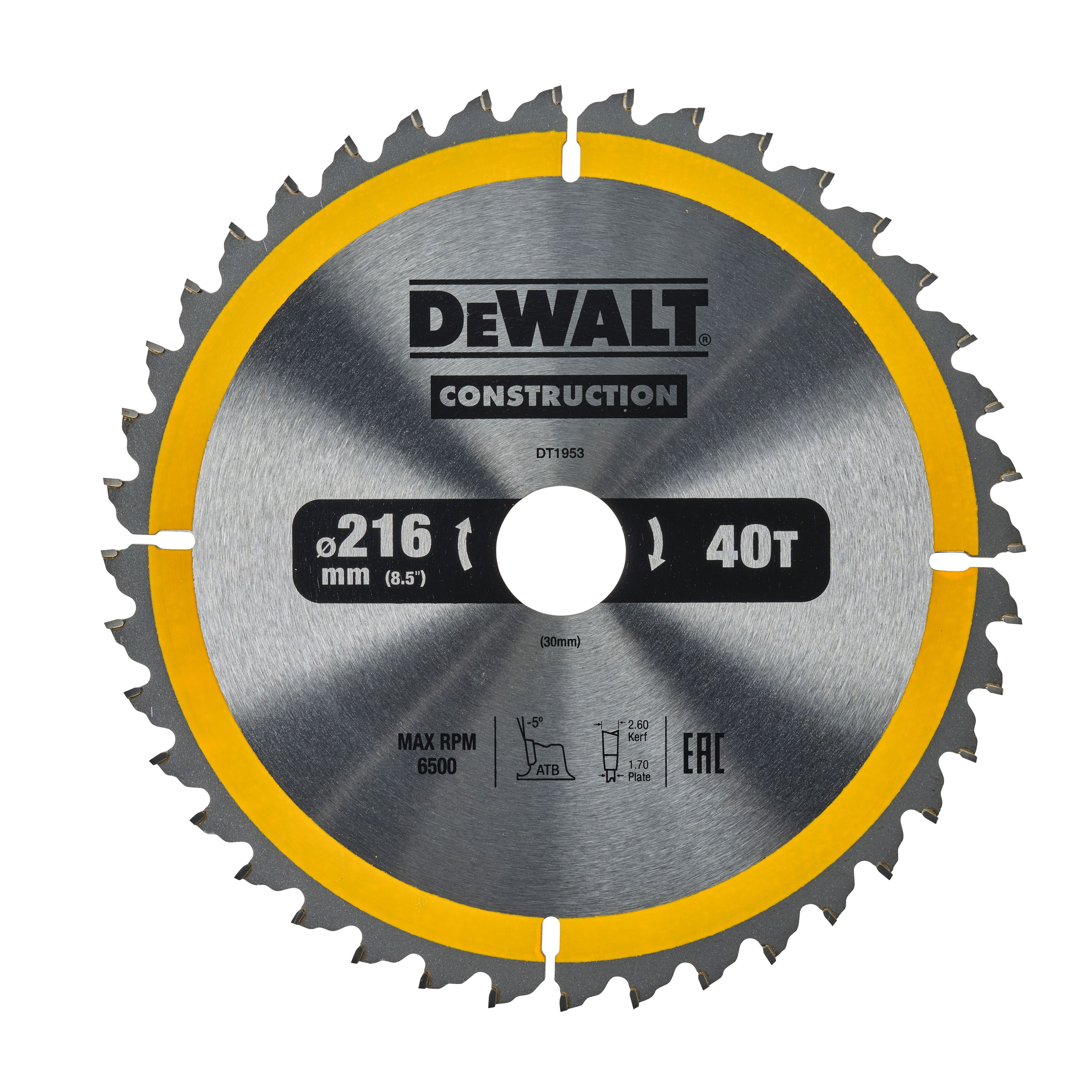 Диск пильный по дереву DEWALT CONSTRUCTION 216х30х1.7 мм (DT1953-QZ)