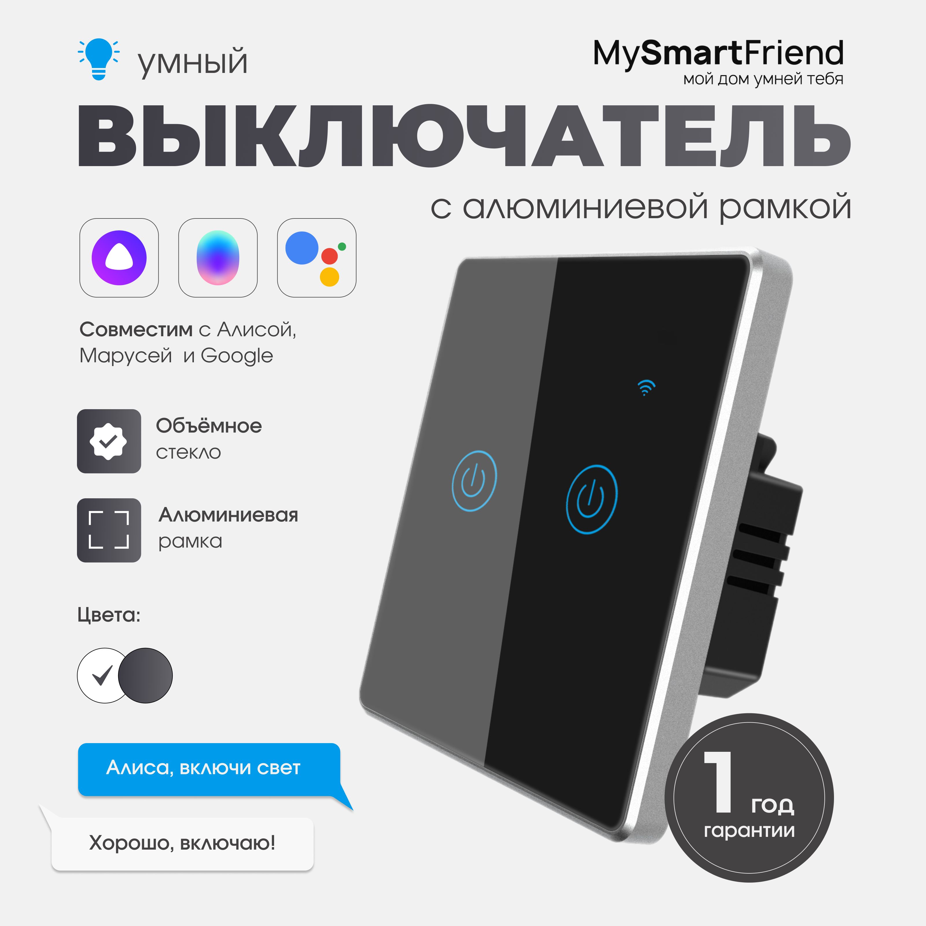 Умный выключатель My Smart Friend, клавиш 2 шт, монтаж Открытый - купить с  доставкой по выгодным ценам в интернет-магазине OZON (1026910054)