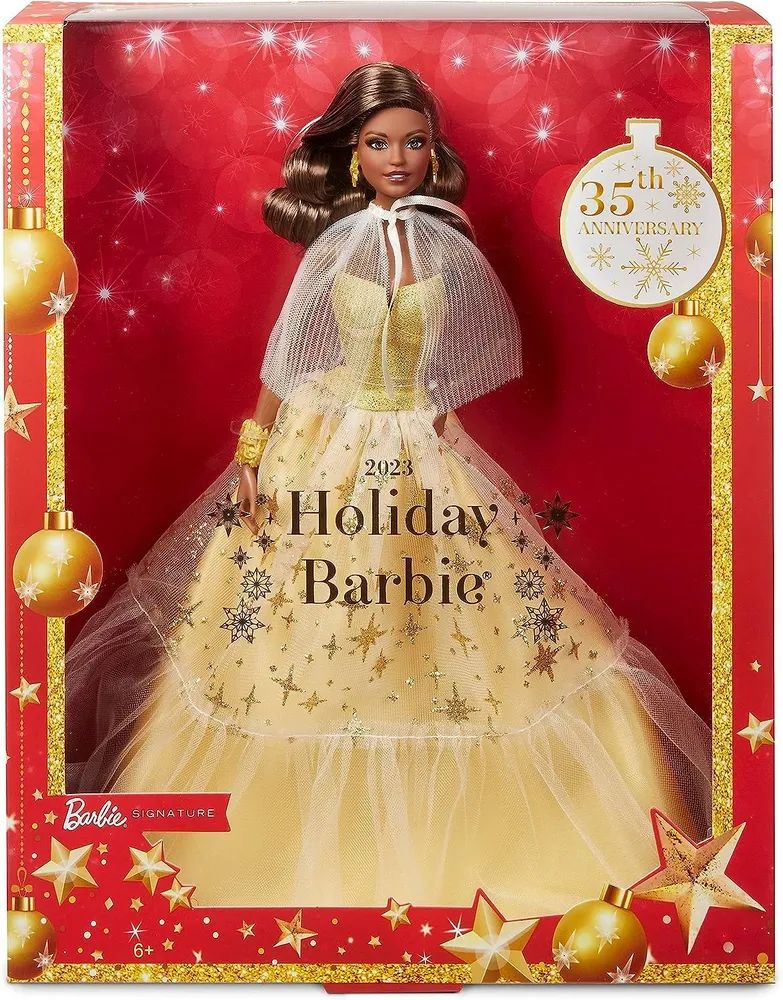 КуклаBarbieРождественскаясКаштановымиВолосамиНовыйгод-BarbieHolidayDoll2023,HJX05Эксклюзив