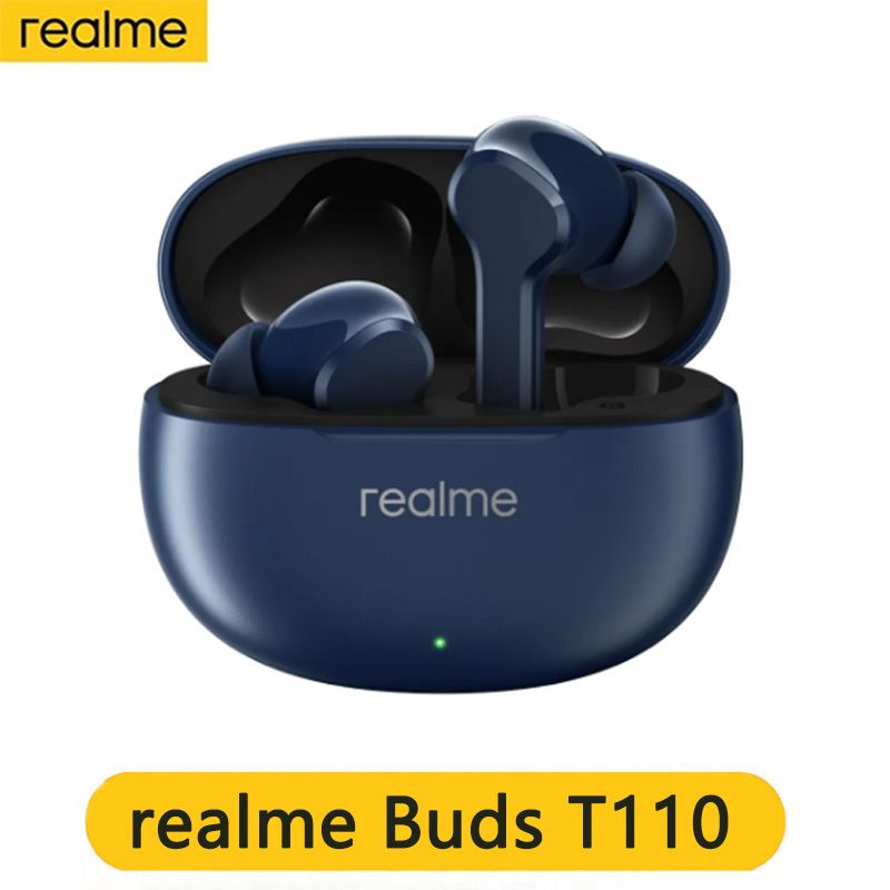 realmeНаушникибеспроводныесмикрофономrealmeBudsT110,Bluetooth,USBType-C,синий