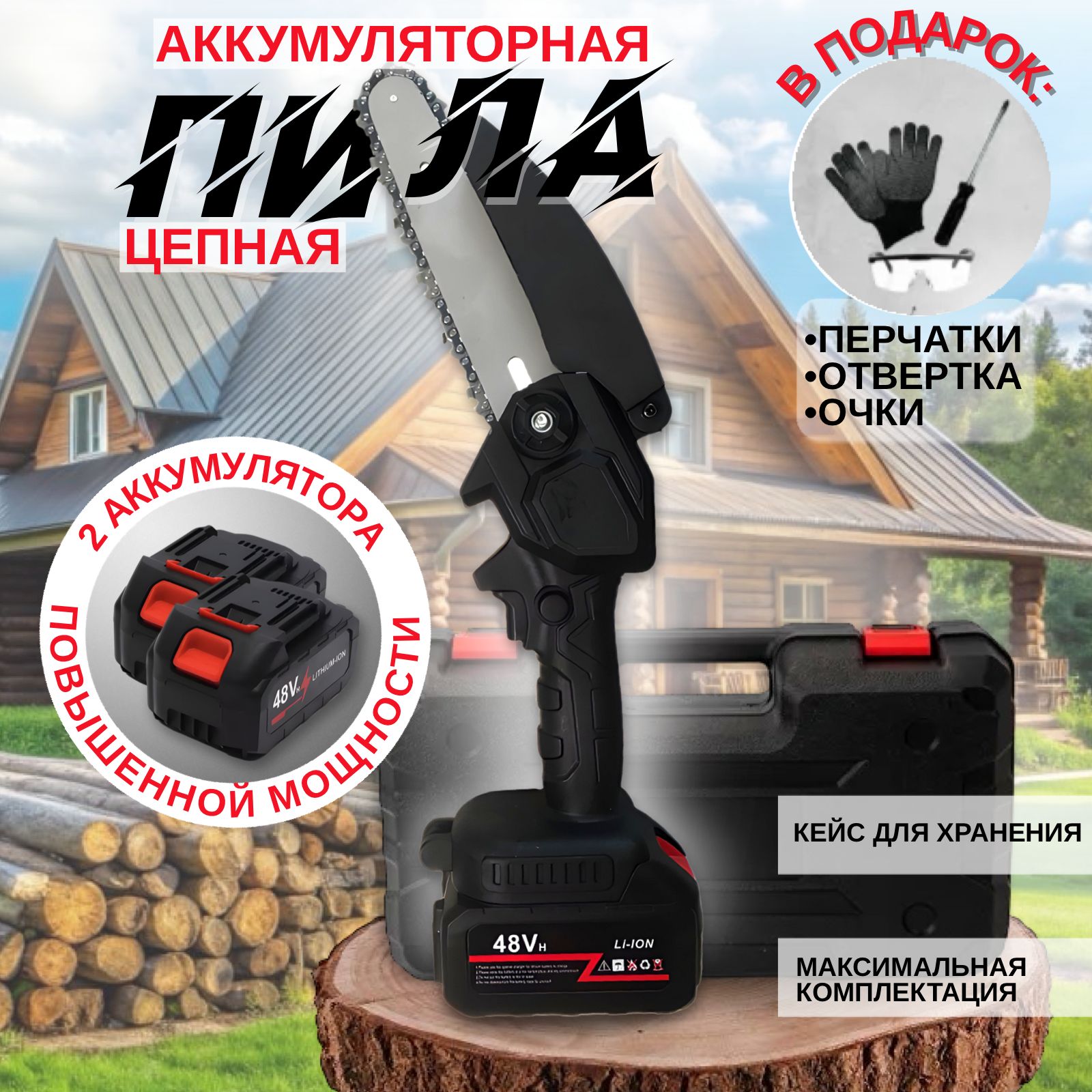 Пилааккумуляторнаяцепнаяскейсом,2аккумулятора,48v,вкейсе