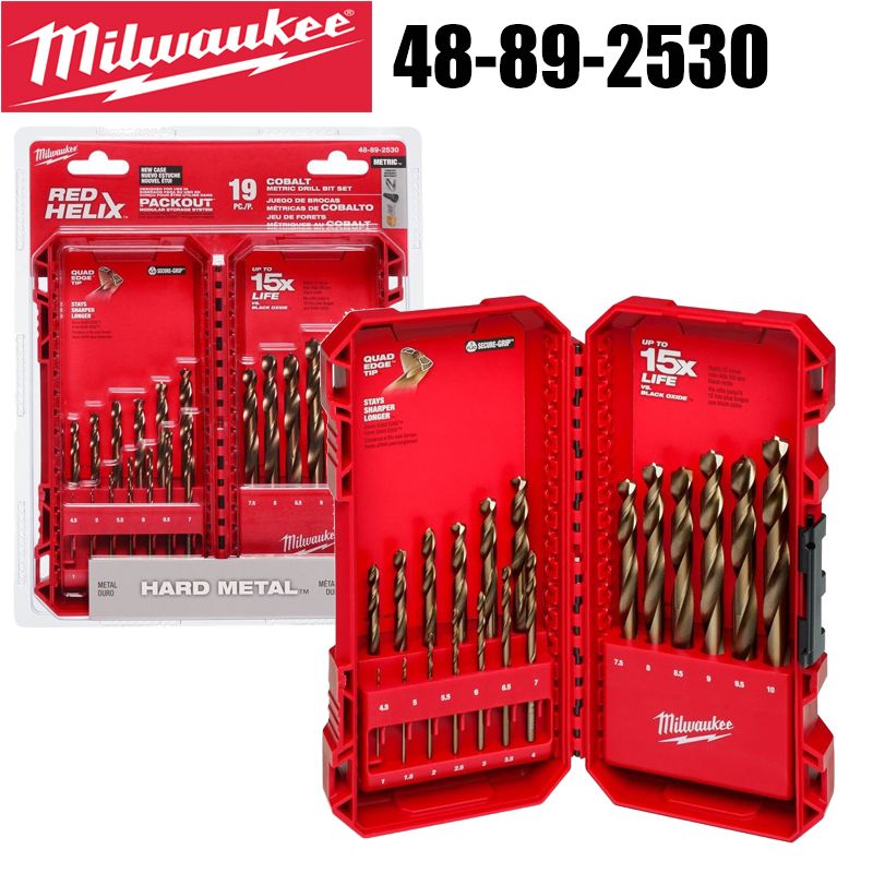 Milwaukee48-89-253019шт.наборметрическихсверлизкобальта,упаковка1-10мм,твердосплавныеспиральныесверла